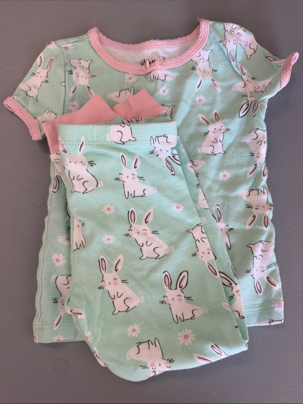 Little Miss Mint and Pink Bunny Pajama Set